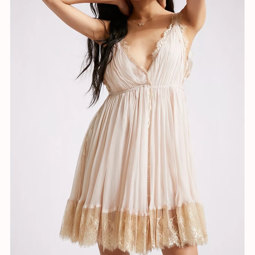 Free People Brenda Knight Marilyn Lace Luxe Vintage Ethereal Mini Dress XL